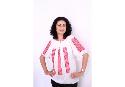 Ie damă cu mânecă scurtă model vertical roşu Ie damă cu mânecă scurtă model vertical roşu